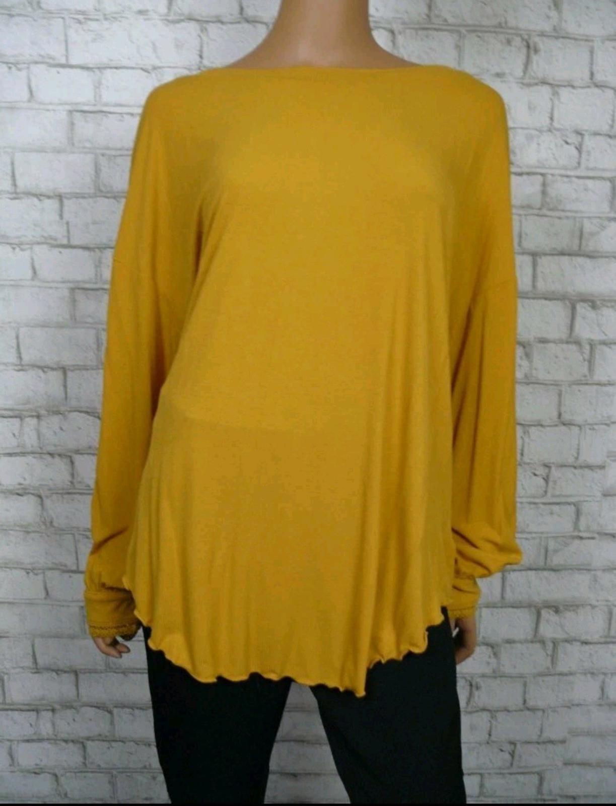$78 Free People Mustard Shimmy Shake Ribbed Vback Long Sleeve Top S NWT